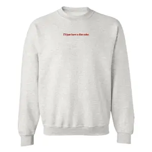 Women's "I'll Just Have A Diet Coke" Embroidered Hoodie - Chic Long Sleeve Round Neck Pull On Sweatshirt for Girls, Casual Comfortable Top